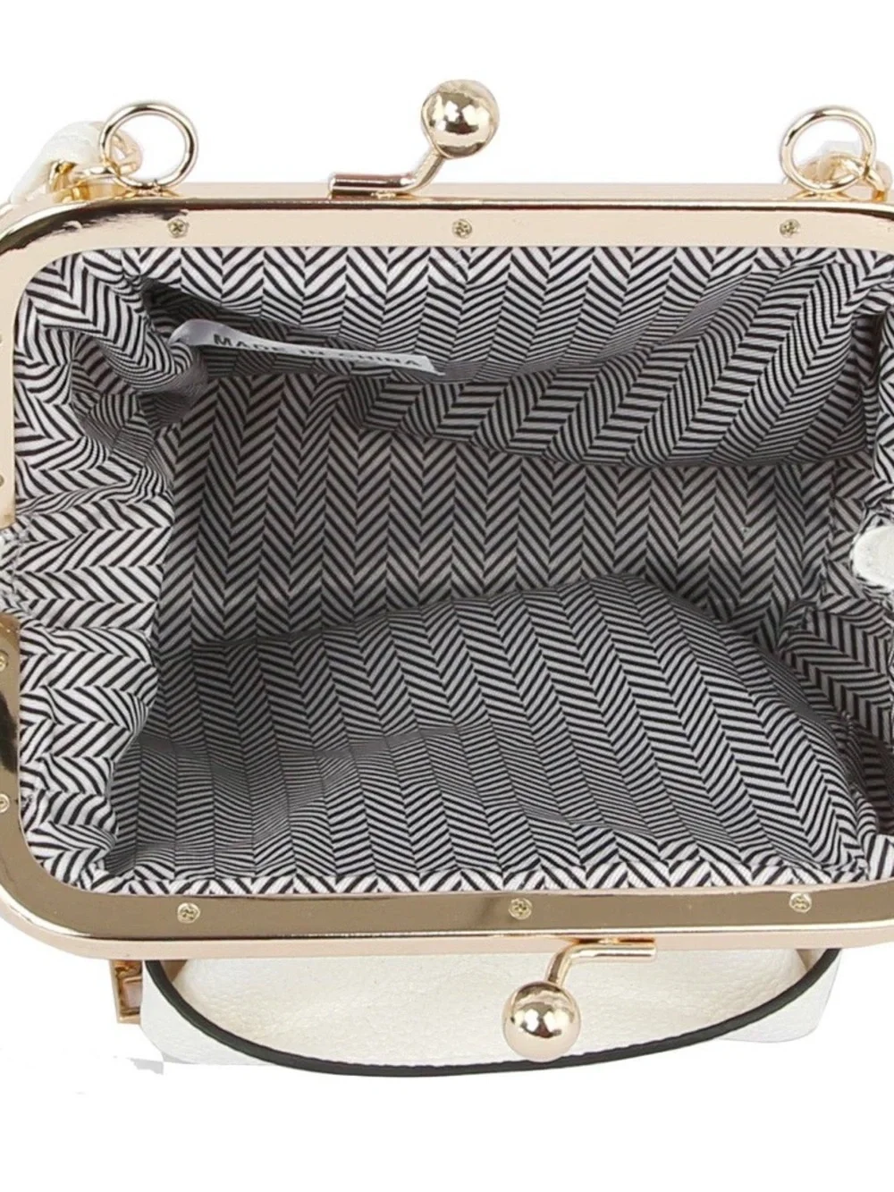 White Quilted Leatherette Mini Crossbody Bag with Gold Hardware - Picture 4 of 4